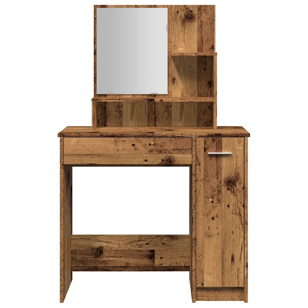 Toeletta con Specchio Legno Antico 86,5x35x136 cm 857009