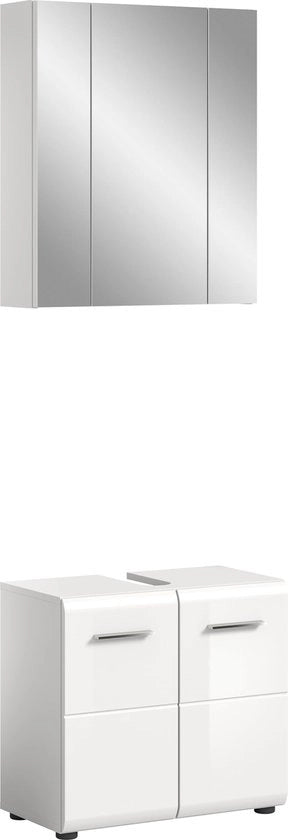 Set da bagno a due pezzi - lavabo - finitura lucida - spazievitore - 60 cm x 190 cm x 32 cm