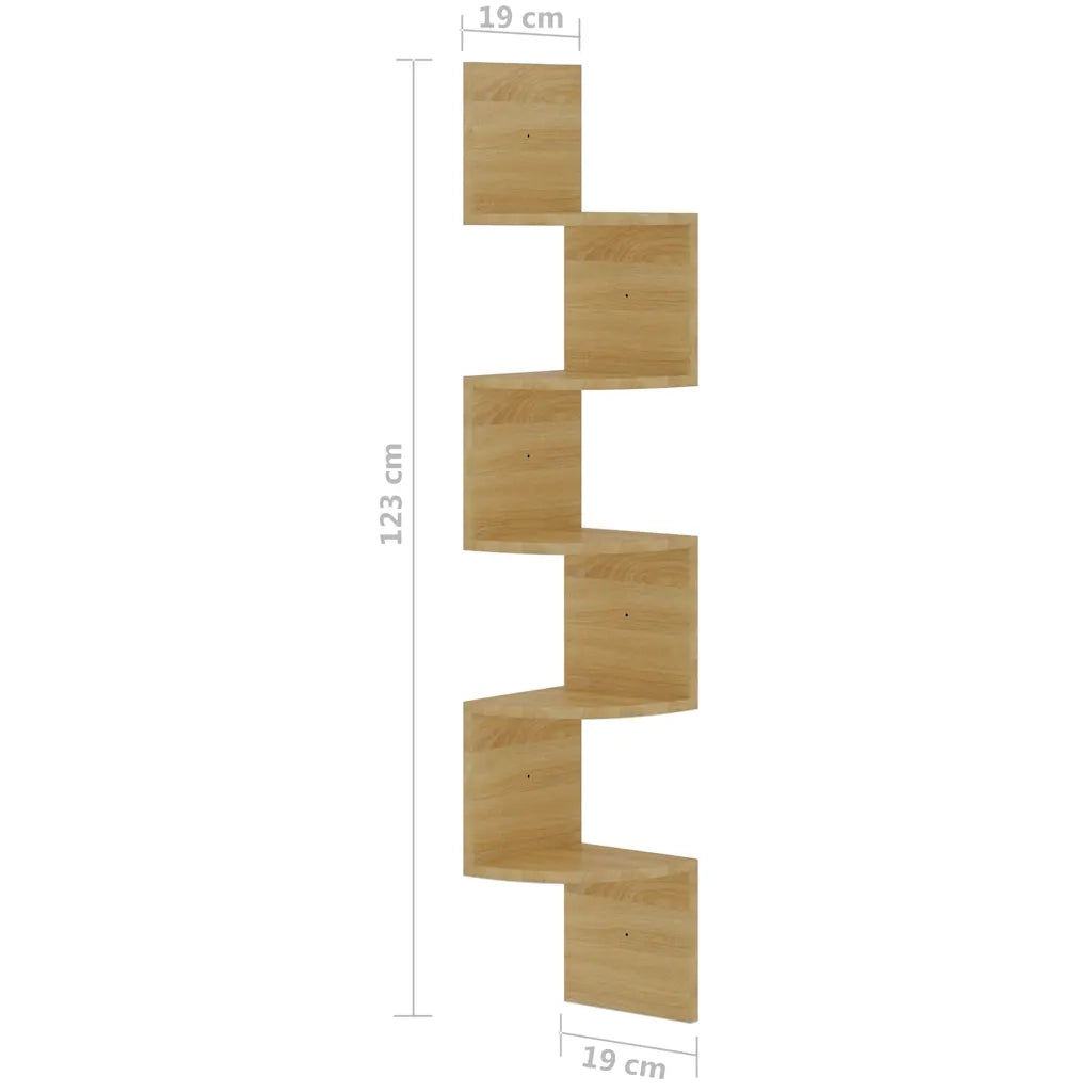 Scaffale Angolare a Muro Rovere Sonoma 19x19x123 cm Multistrato 326834