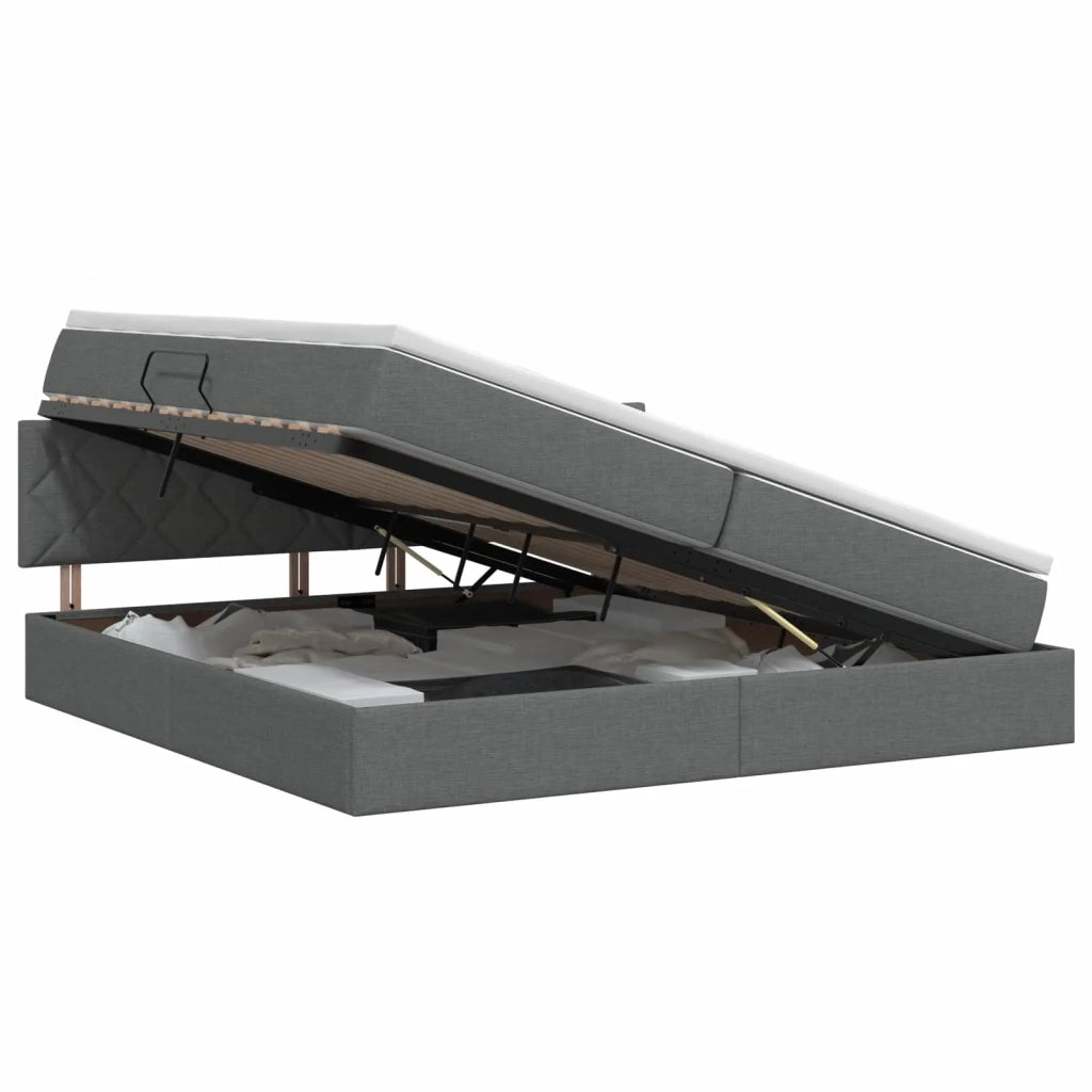 Letto con contenitore e materasso Grigio Scuro 200 x 200 cm 3458707