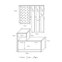 Mobile Ingresso Scarpiera Appendiabiti e Specchio 100x180x30 cm in MDF Rudolf Bianco