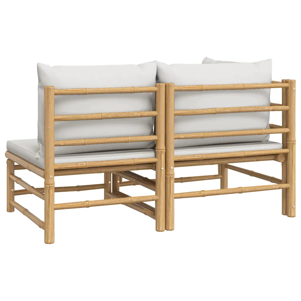 Salotto da Giardino-Set Salotto da Giardino 2pz con Cuscini Grigio Chiaro Bamb¨´ 309441