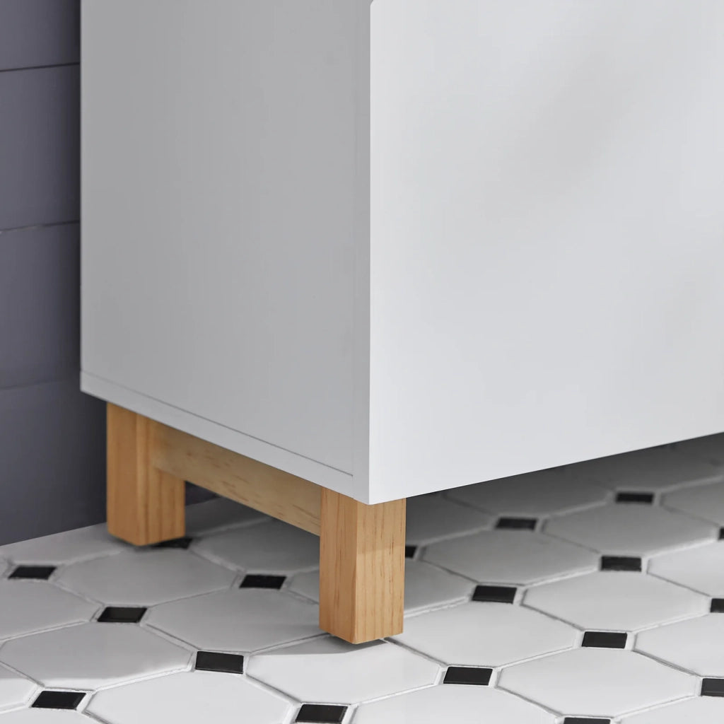 Mobile Sottolavabo a Terra Mobile Bagno Con Armadietto Mobiletto Bagno Salvaspazio In Legno Bianco 60x30x60cm BZR92-W SoBuy