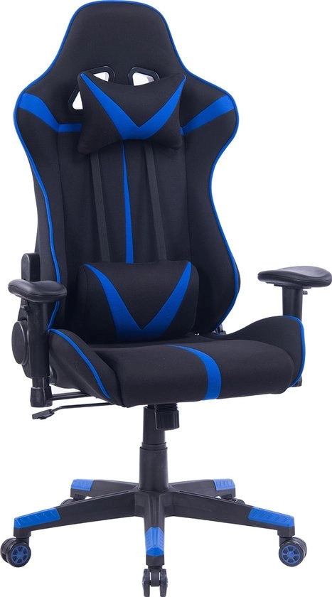 Sedile Ergonomico per Ufficio - Sedile per Gioco - Adatto a Bambini e Adulti - Materiale: Tessuto - Colori: Nero/Blu - Dimensioni: 64 x 54 x 127-135 cm
