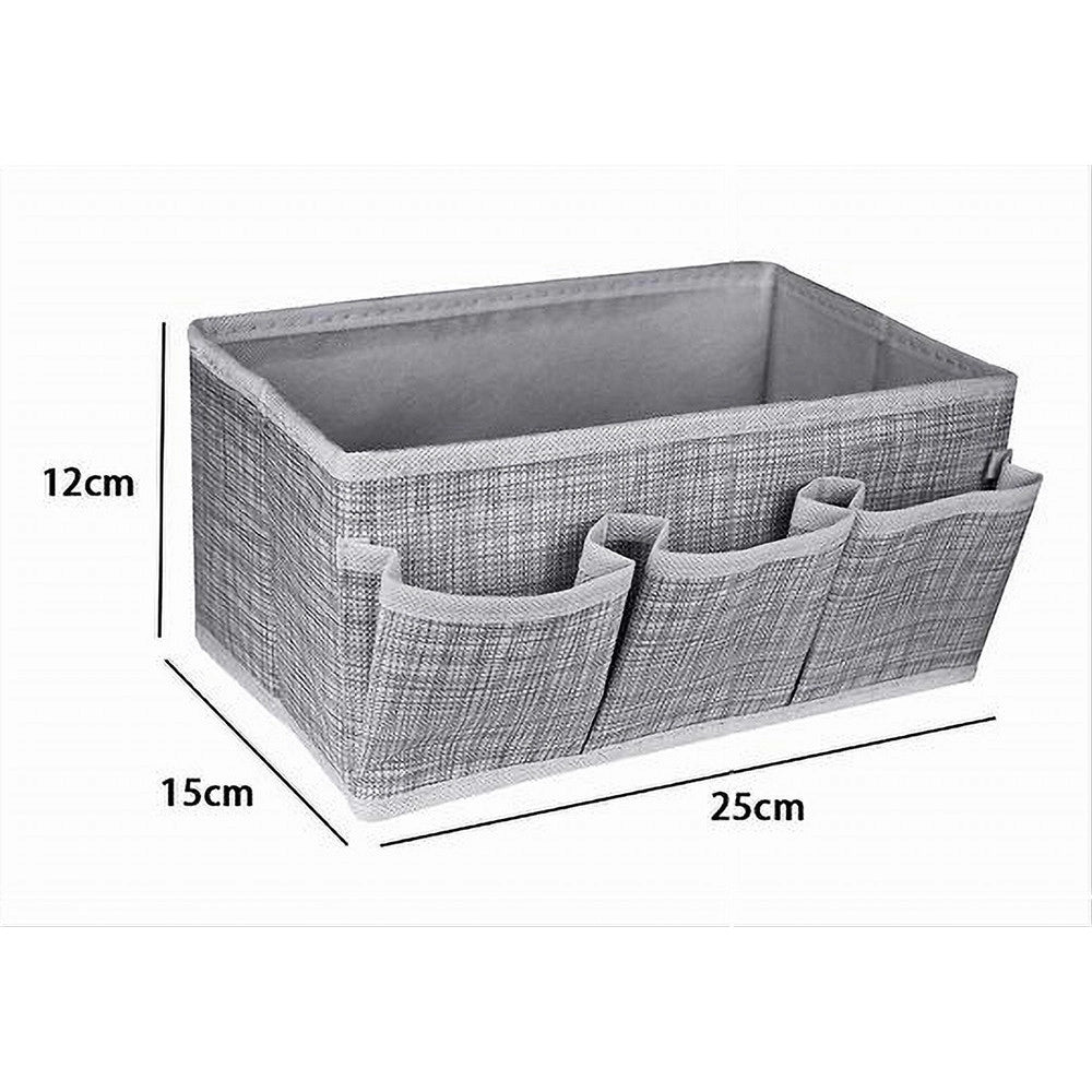 Trade Shop - Portaoggetti Tessuto Organizer Contenitore Box Scatola 3 Tasche 25x15x12cm 79419 -