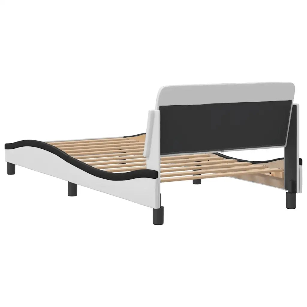 Letto singolo | Letto per adulti | Giroletto Dover Nero e Bianco 100x200 cm in Similpelle