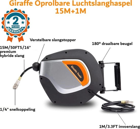 Serpente aeree retrattili - 15 metri - 180° - Rotativo con gancio