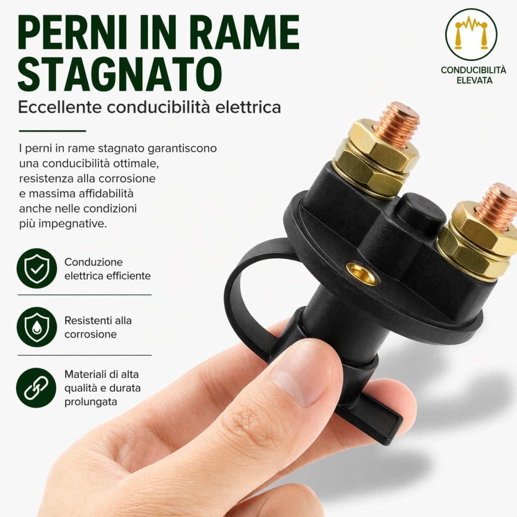 Staccabatteria Auto 12V 24V 100A 500A Con Chiave Estraibile Interruttore