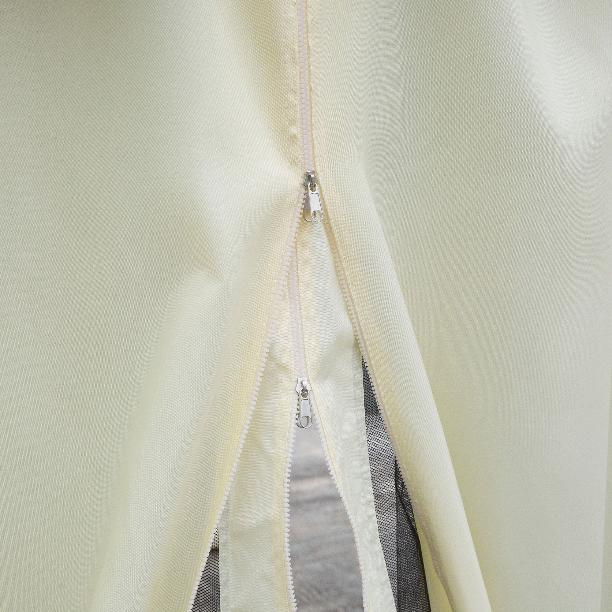 Gazebo da Giardino 4x3 m con Zanzariera e Tende Tetto Doppio e Rivestimento Anti-UV Crema