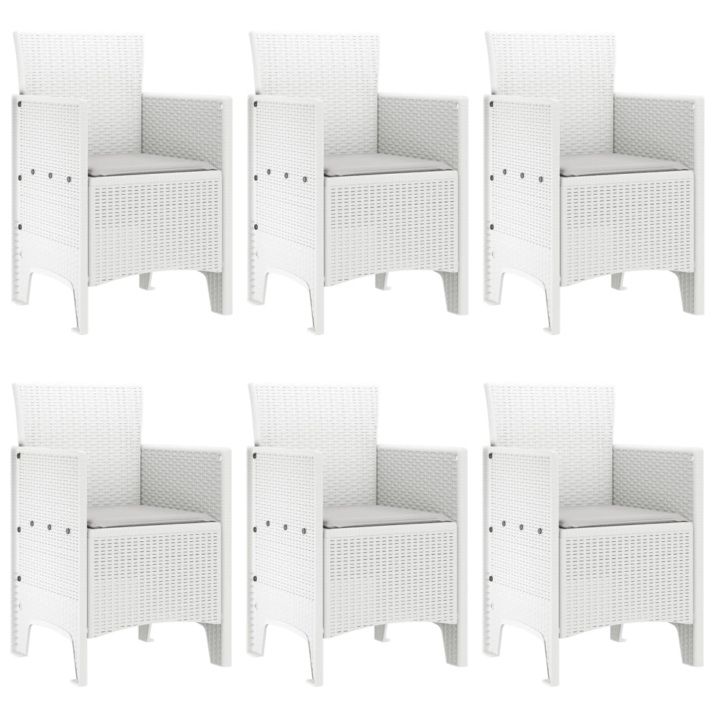 Set da Pranzo da Giardino 7 Pezzi con Cuscini Bianco Rattan Sintetico