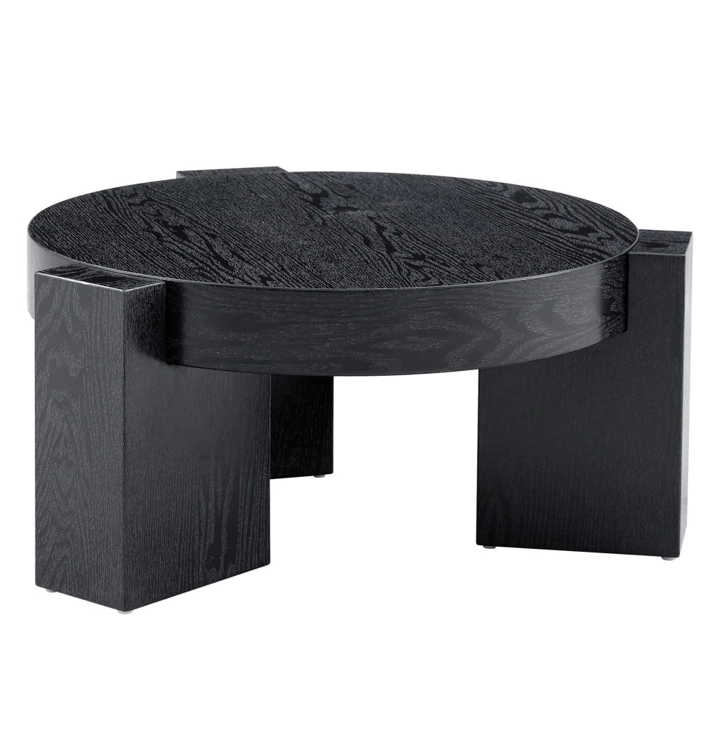 Set di 2 tavolini da caffè rotondi in MDF nero e vetro grigio