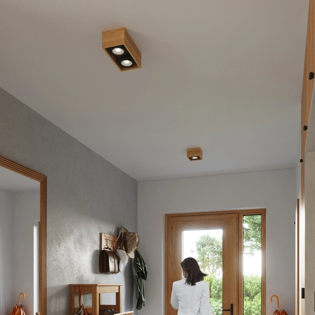 Spot soffitto legno chiaro quadrato 1xGU10 Pure Lume
