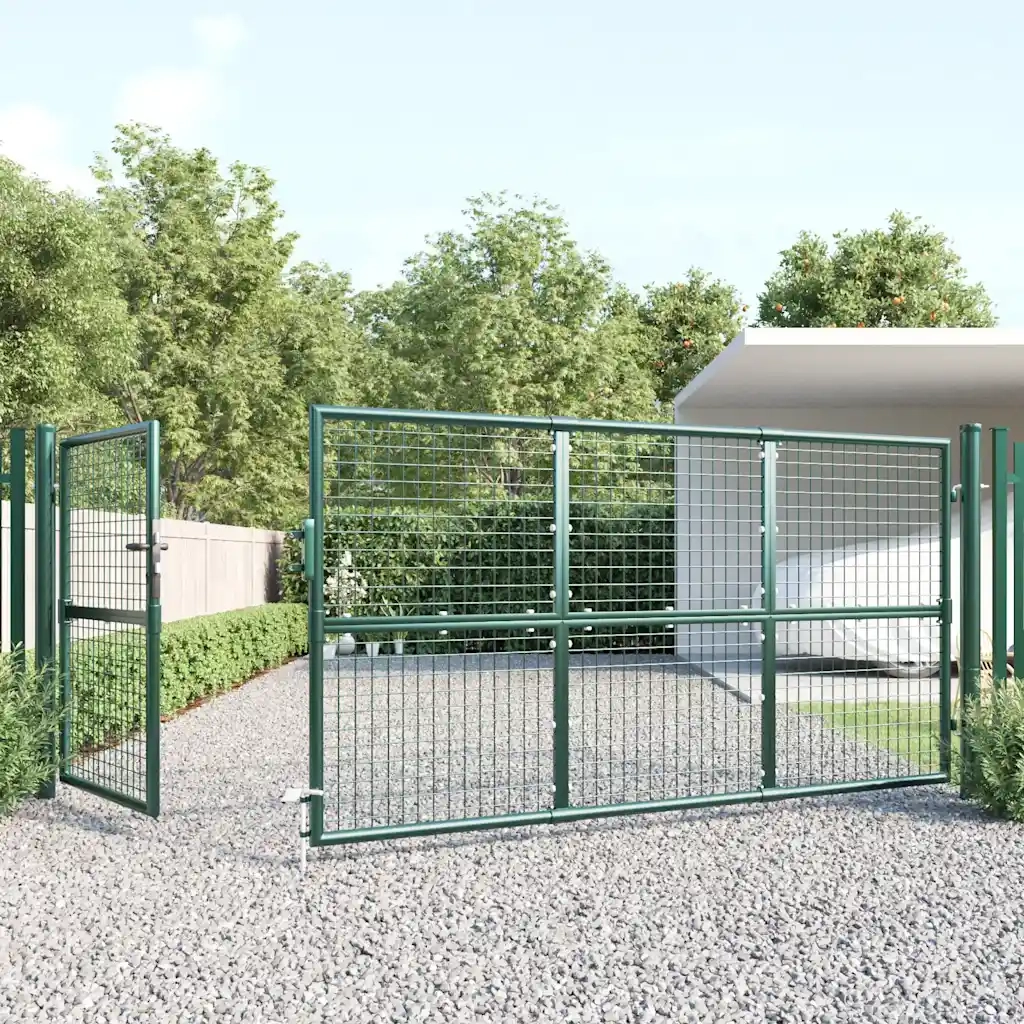 Cancello da Giardino in Rete Verde 350x125 cm in Acciaio Zincato 154534