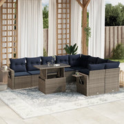 Set Divani da Giardino 10 pz con Cuscini Grigio in Polyrattan 3268131