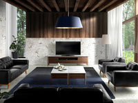 Tavolino rettangolare in marmo porcellanato e noce