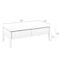 Tavolino rettangolare in marmo porcellanato e noce