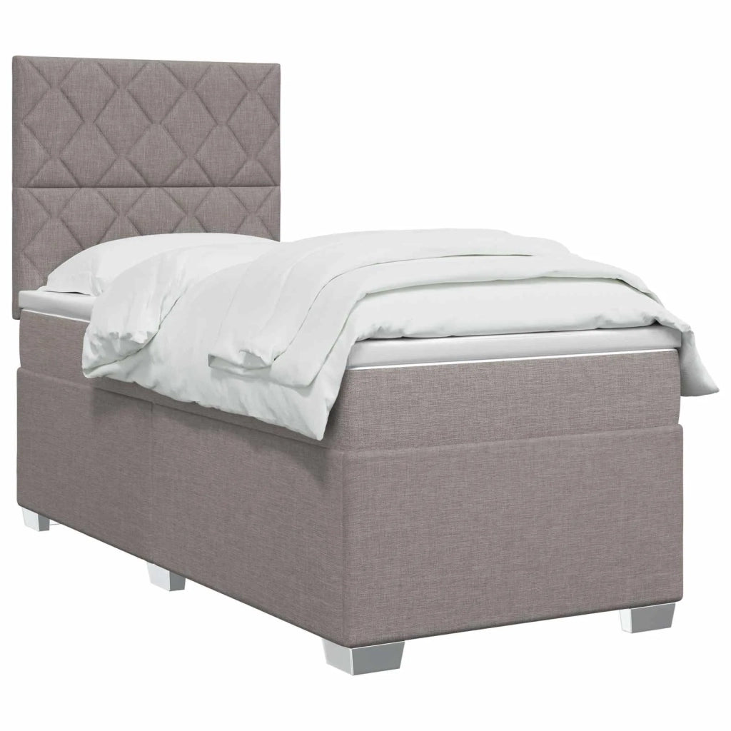 Letto box spring con materasso Tortora 90 x 200 cm Tessuto 3454793