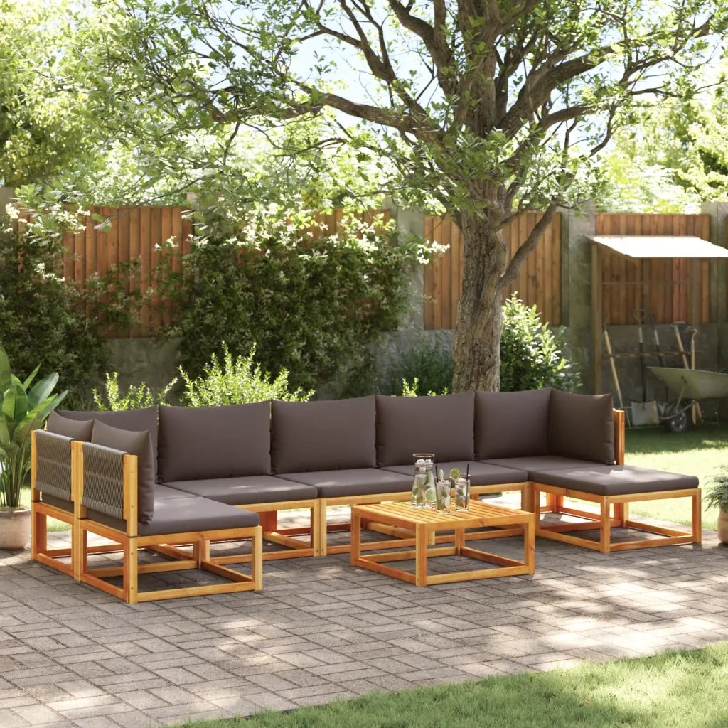 vidaXL Set di divani da giardino 8 pezzi con cuscini in legno di acacia e corda