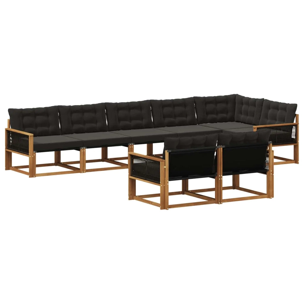 Set di divani da esterno 8 pz Naturale e Nero 3381504