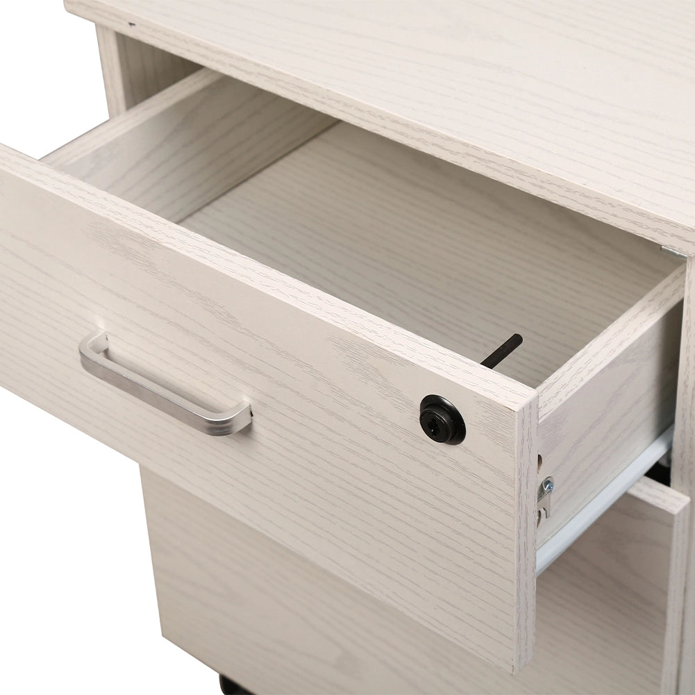 Cassettiera Schedario da Ufficio in legno Bianco 2 Cassetti con Serratura 40x45x55cm