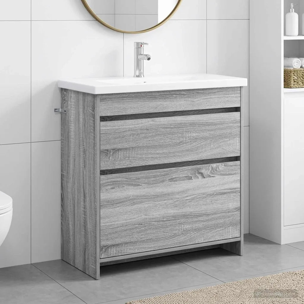 Set di mobili per il bagno Sonoma grigio 81 x 40 x 84,5 cm 3404271