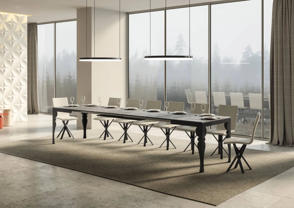 Tavolo allungabile 90x180/440 cm Paxor Evolution Cemento telaio Antracite