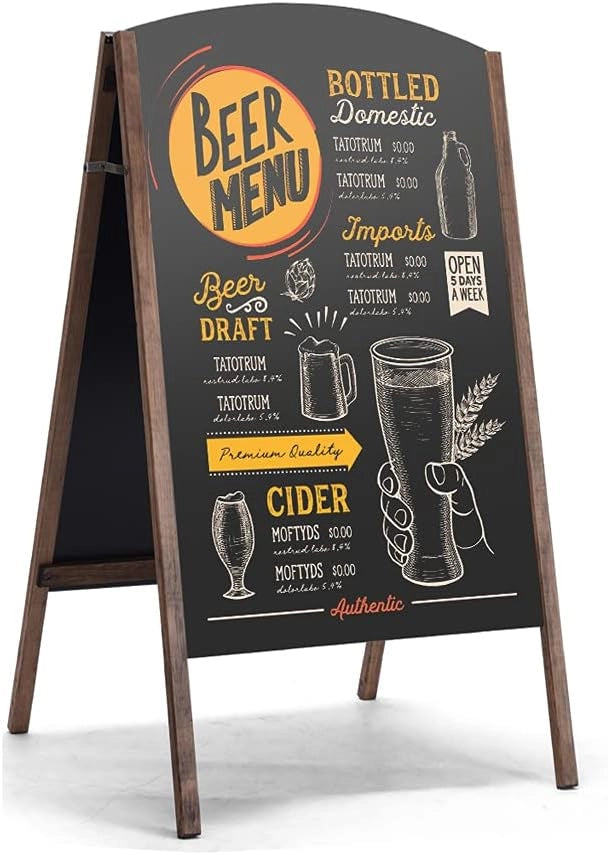 Lavagnetta per Presentazioni Pieghevole, a Doppia Faccia, Scrivibile e Cancellabile, Cavalletto e Cornice, Cartellone Pubblicitario per Ristorante, Bar Negozio, Caffeteria, 45X60X80 cm