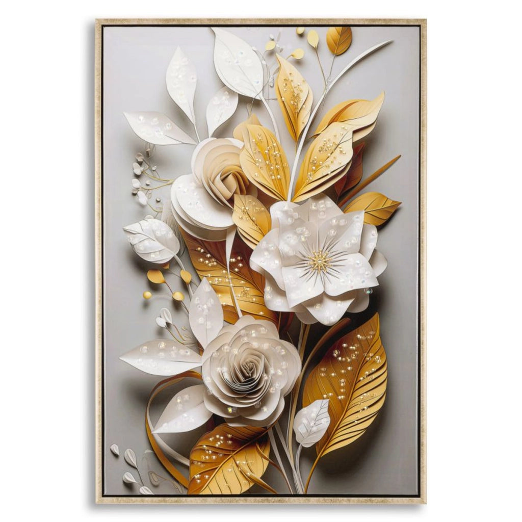 Stampa su Tela Fiori 72, Multicolore, Legno, 42x3,5x62 cm
