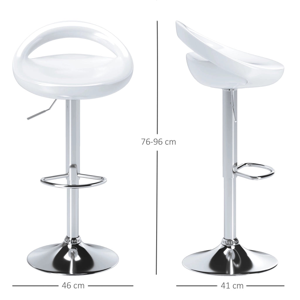 Set 2 Sgabelli da Bar Altezza Regolabile Seduta in ABS Bianco