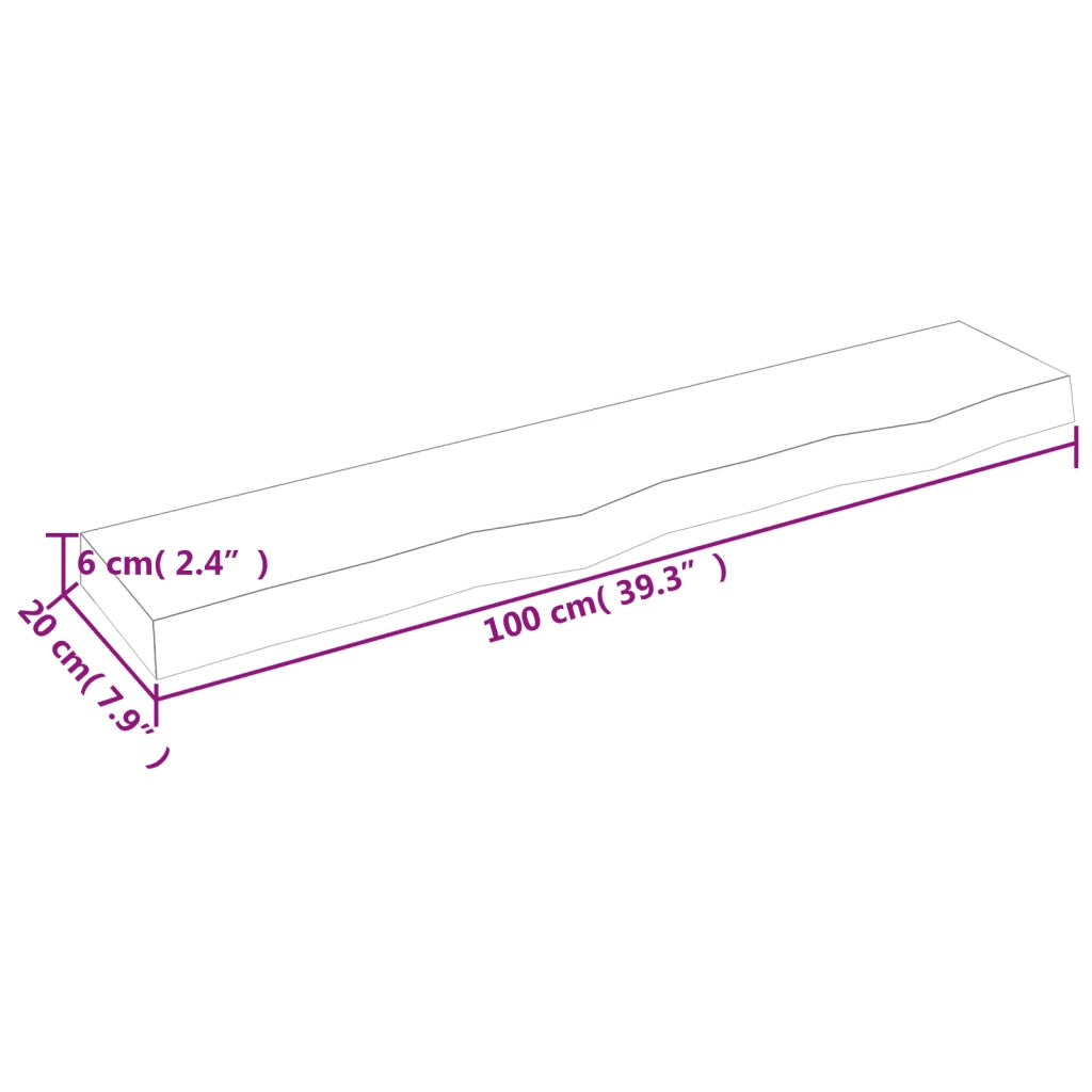 Ripiano a Parete 100x20x6 cm Legno Massello Rovere Non Trattato 363559