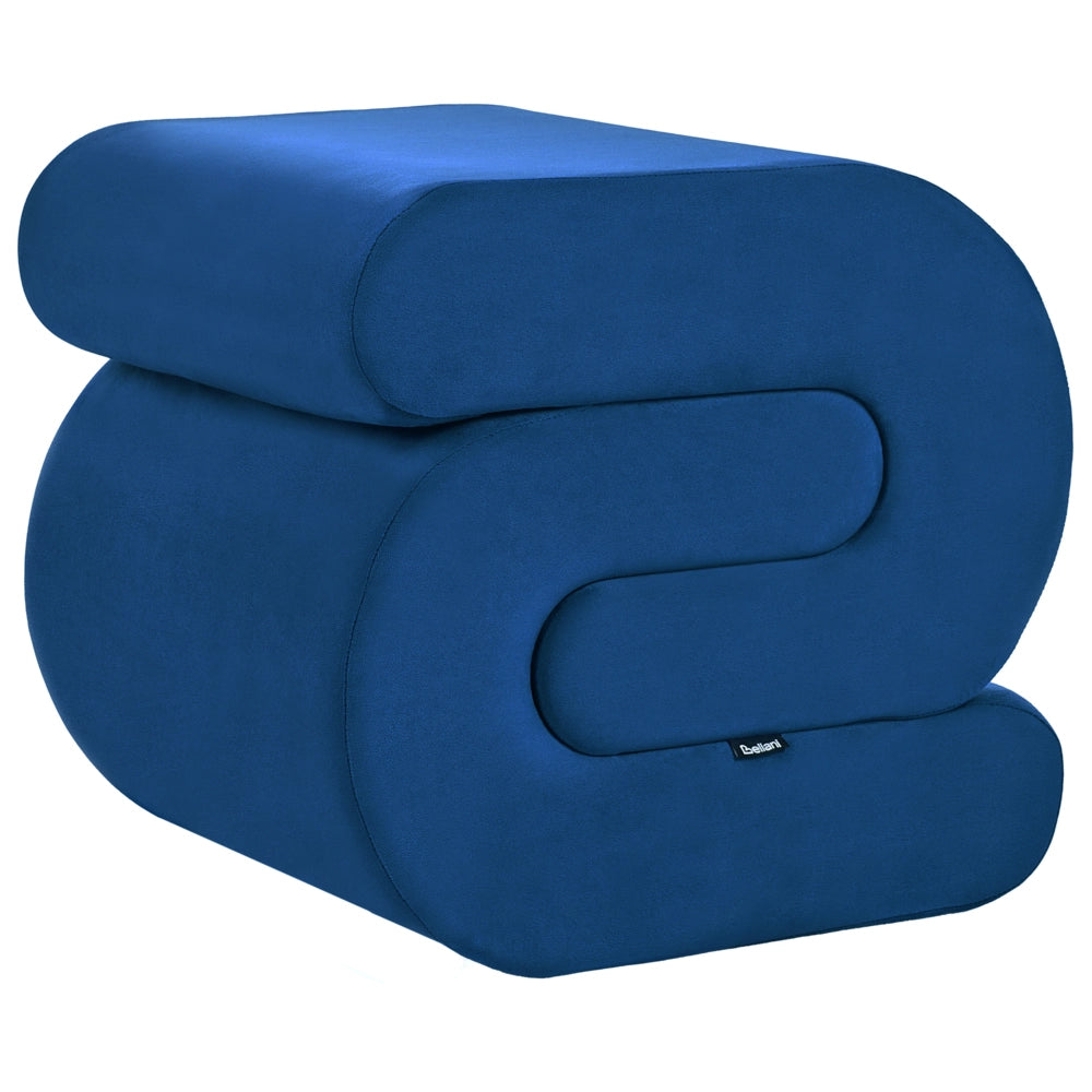 Pouf imbottito in velluto a forma di S blu soggiorno stile moderno