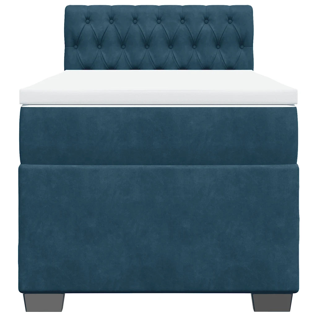 vidaXL Giroletto a Molle con Materasso Blu 90x190 cm in Velluto