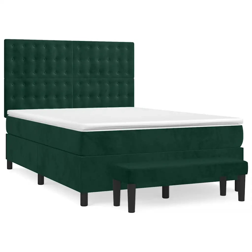 Giroletto a Molle con Materasso Verde Scuro 140x190 cm Velluto 3138082