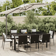 Set da Pranzo da Giardino 9 pz con Cuscini Nero in Polyrattancod mxl 76440