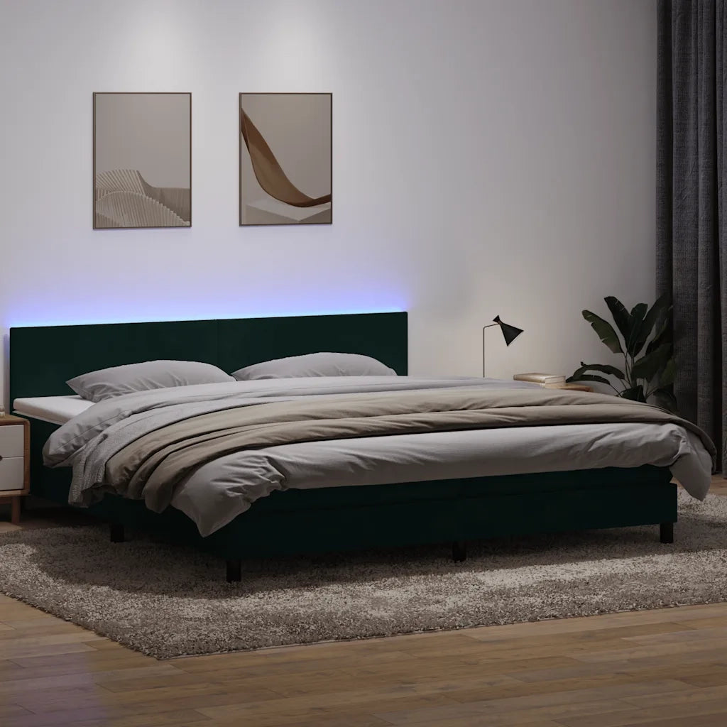 Giroletto a Molle con Materasso Verde Scuro 180x220 cm Velluto