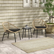 Set da giardino ULEVR 3 pezzi con 2 poltrone, tavolino rotondo e cuscini gialli in rattan