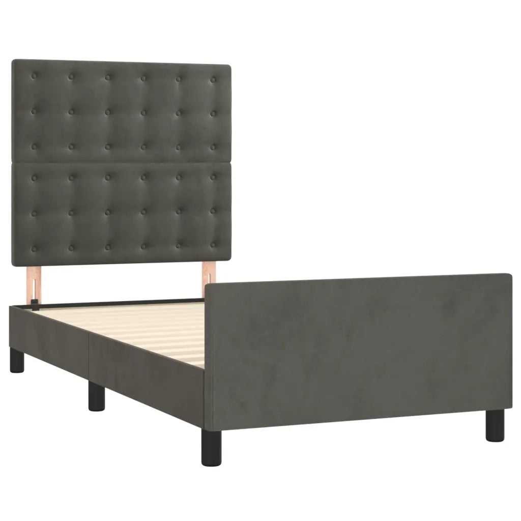 Giroletto senza Materasso Grigio Scuro 90x190 cm Velluto