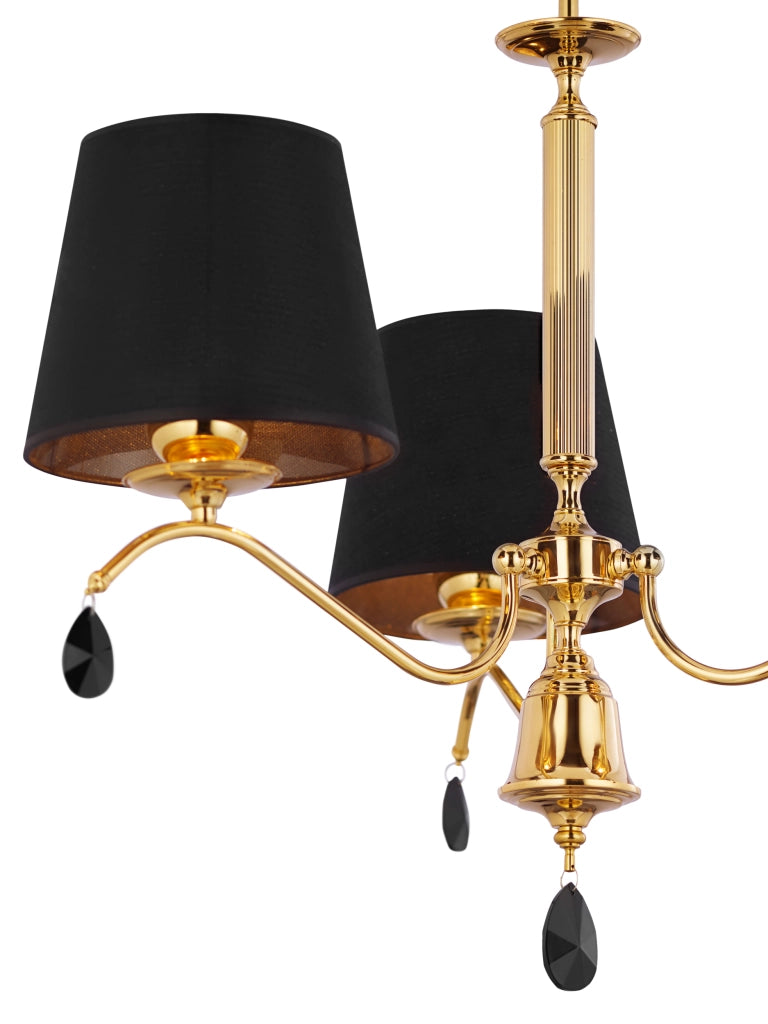 Lampadario EGIDA Jupiter 3 luci E27 oro nero cristalli