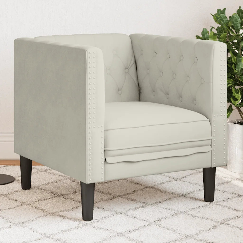 Divano Sedia-Poltrona Chesterfield Crema in Velluto