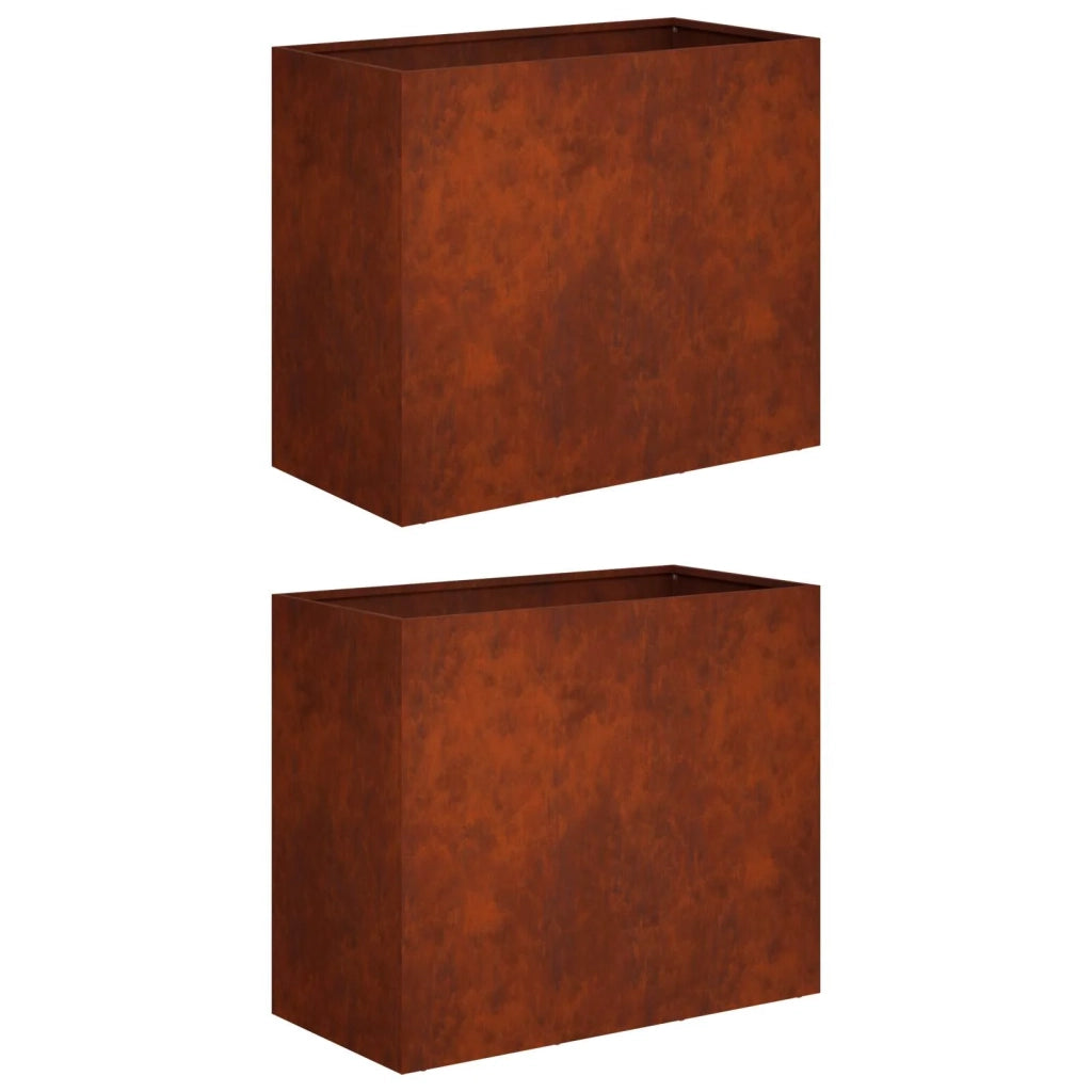 Vaso da giardino 2 pz Ruggine 60 x 30 x 50 cm Acciaio Corten 8005581