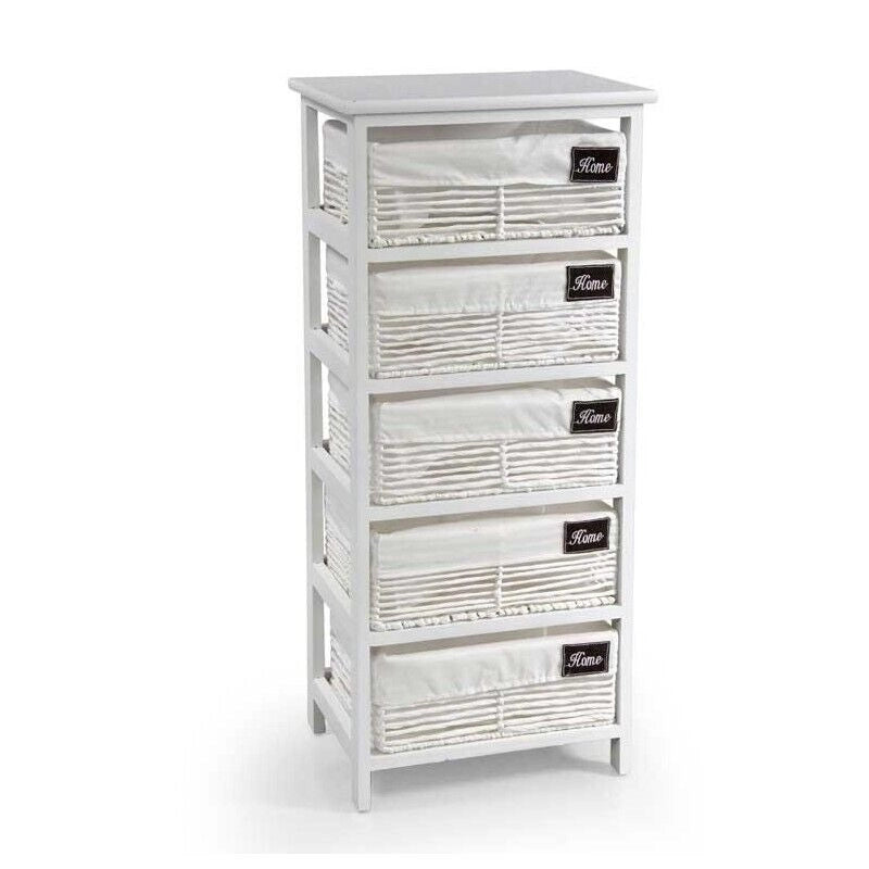 HOME CASSETTIERA CON 5 CESTE 40X29X90 CM IN COLORE BIANCO