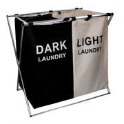 Cestone tessuto bianco nero doppio pieghevole cm 60x39h60
