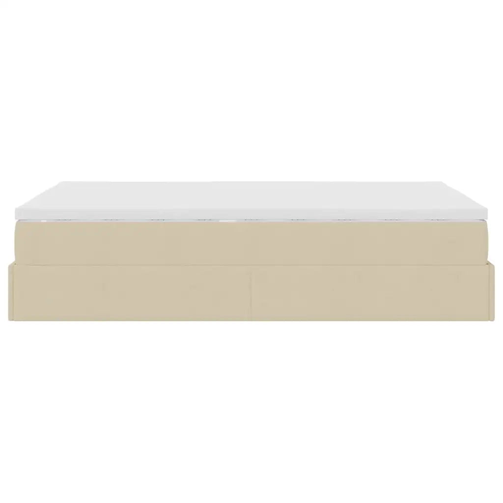 Struttura Letto Pouf con Materasso Crema 120x190 cm in Tessuto 3311097