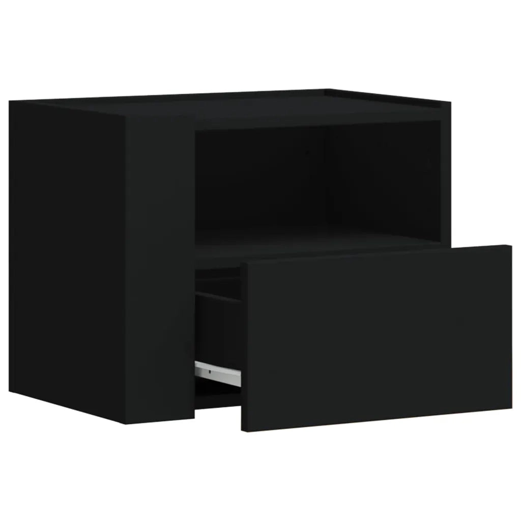 Comodino a Muro-Tavolino da notte sospeso Nero 45x30x35 cm 851507