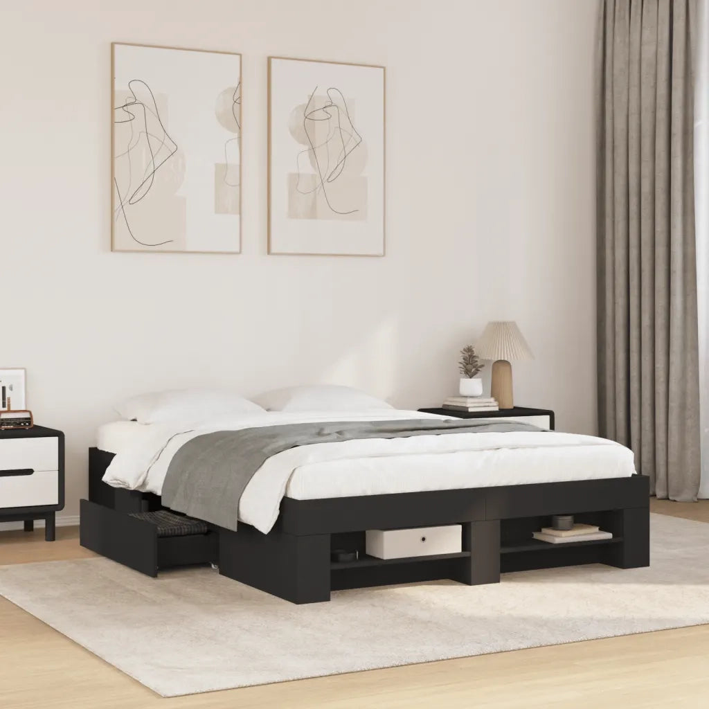 Letto matrimoniale | Letto per adulti | Giroletto Nero 120x190 cm in Legno Multistrato