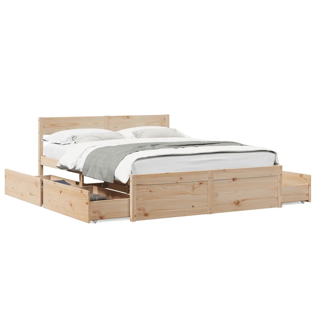 Letto senza Materasso 140x200 cm in Legno Massello di Pino 3282348