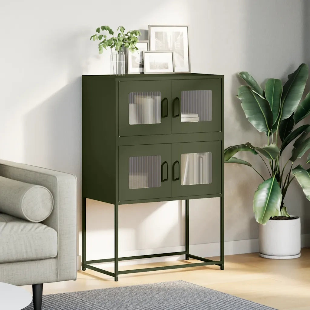 Credenza | Madia | Buffet da pranzo | Armadio da pranzo Verde Oliva 68x39x107 cm in Acciaio