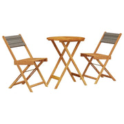 Set da Bistrot 3pz | Set Salotto da Giardino Grigio in Polipropilene e Legno Massello