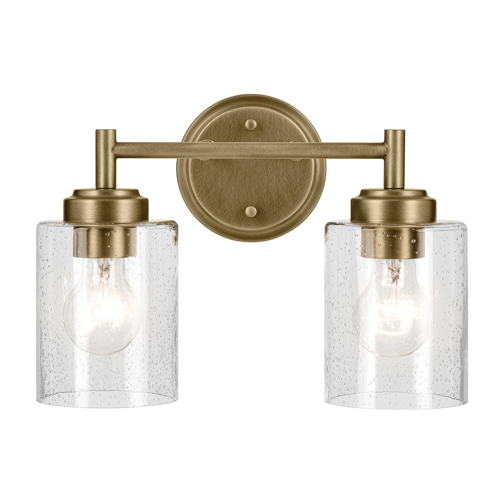 Applique WINSLOW industriale ottone 2 luci vetro Kichler