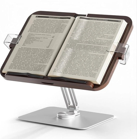 Supporto per libri per la lettura, sostegno per libri con base rotativa 360°, supporto per libri pieghevole, supporto per libri per cucina, libretto di ricette, libro per musica, supporto per laptop, libro di testo, supporto per libri